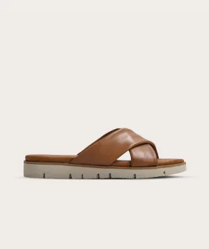 Ladies Crossover Sandal - Tan