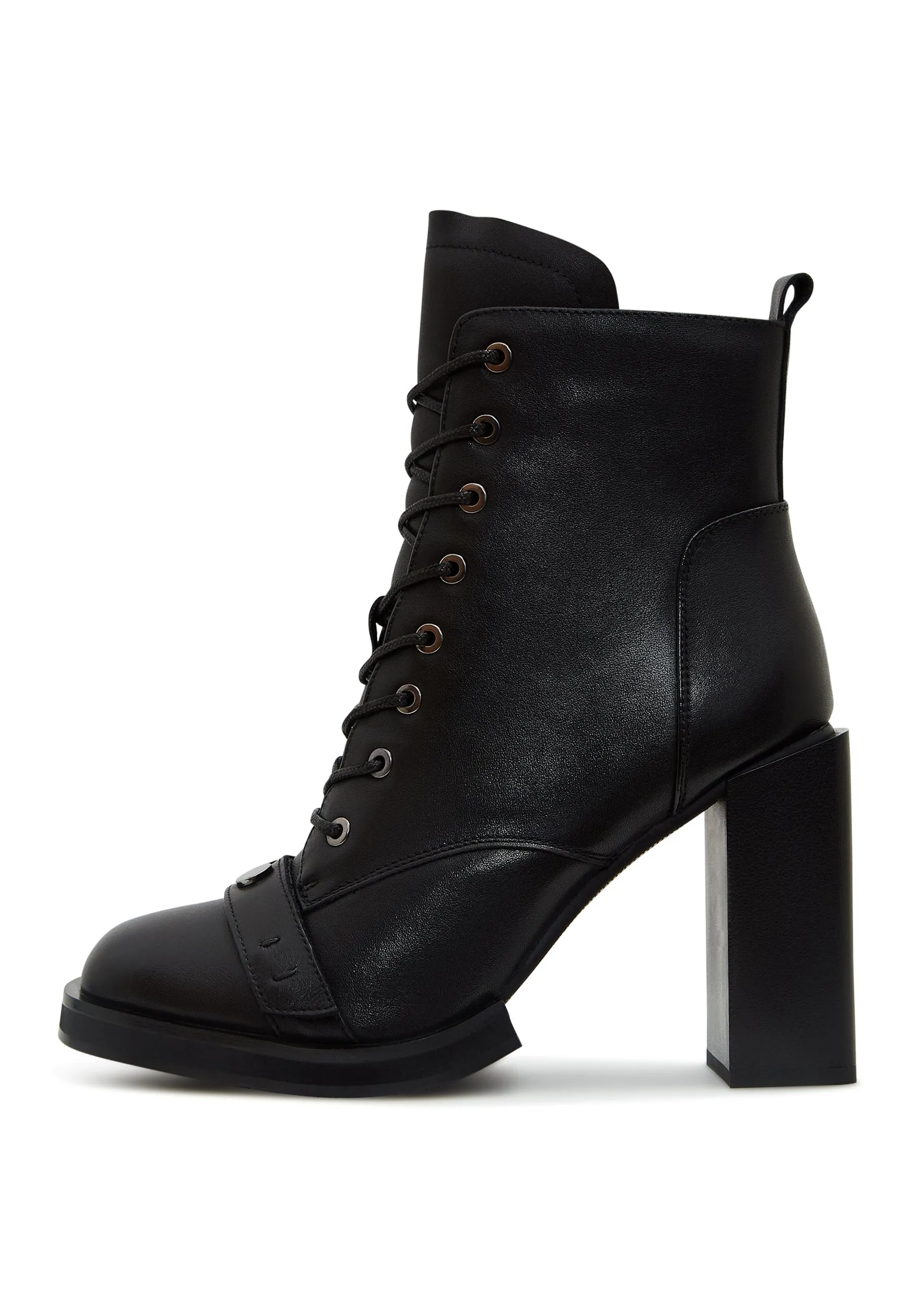 Leather Lace-Up Ankle Boots Laetitia - Black