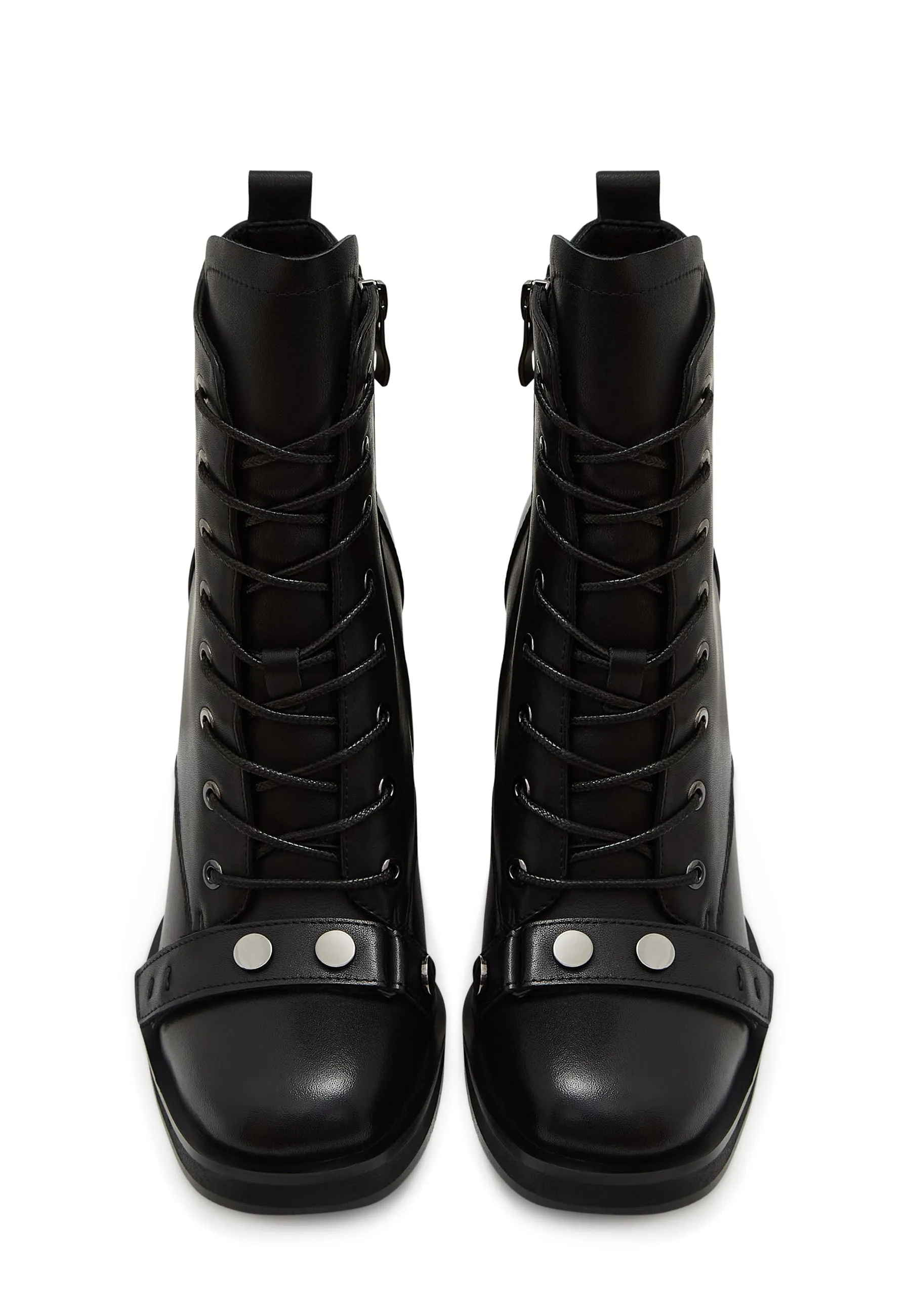 Leather Lace-Up Ankle Boots Laetitia - Black