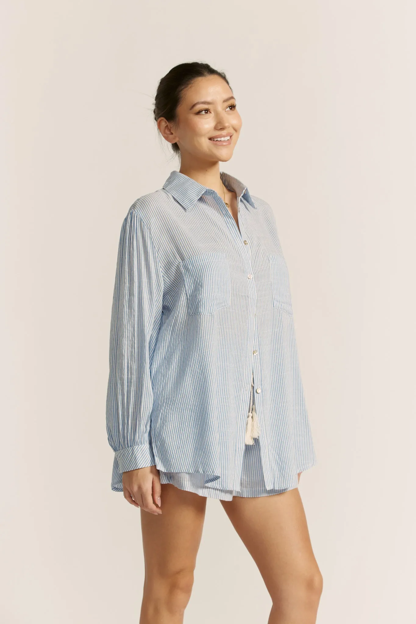 Lila Blue Stripe Oversized Shirt