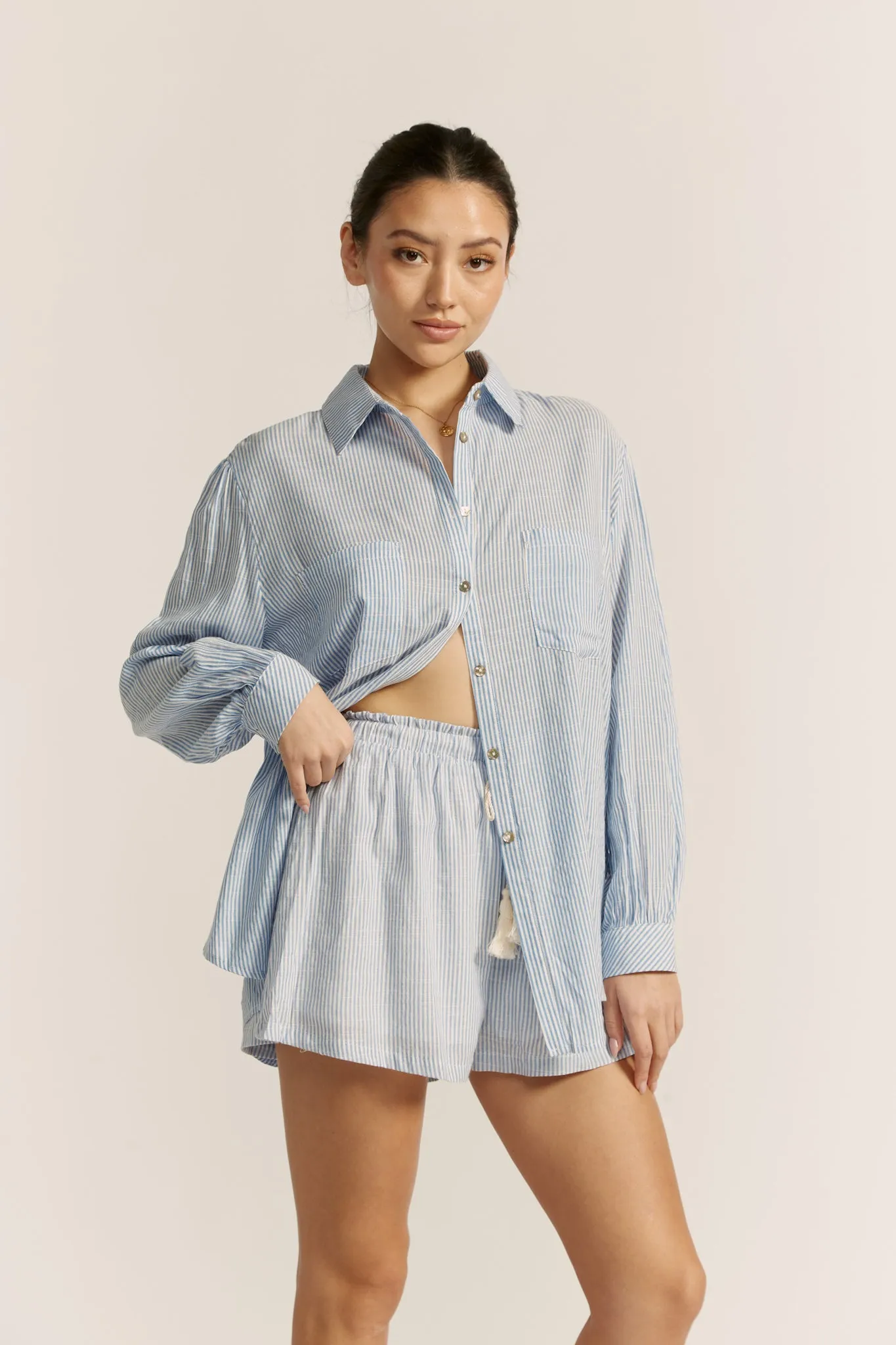 Lila Blue Stripe Oversized Shirt