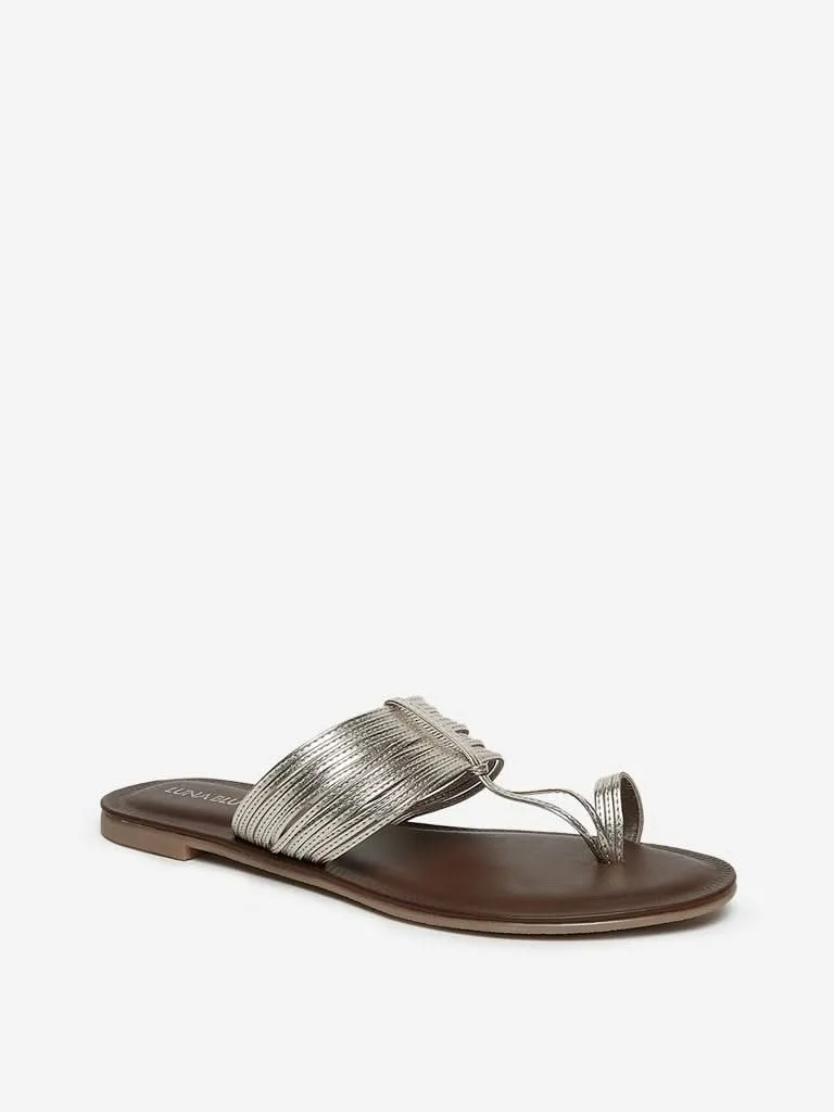 LUNA BLU Silver Kolhapuri Sandals