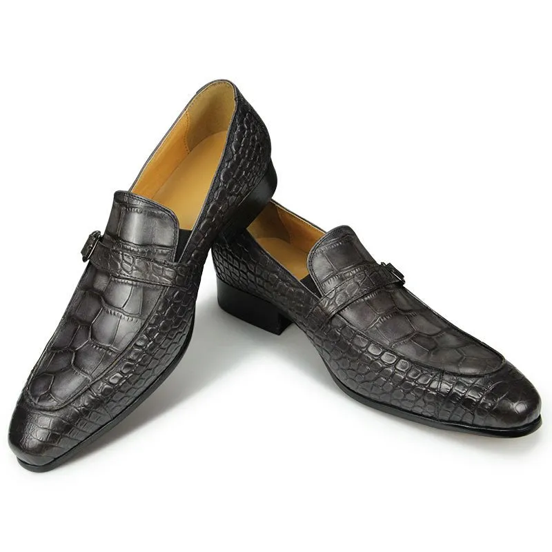 LuxeCroco Slip-on Leather Dress Shoes