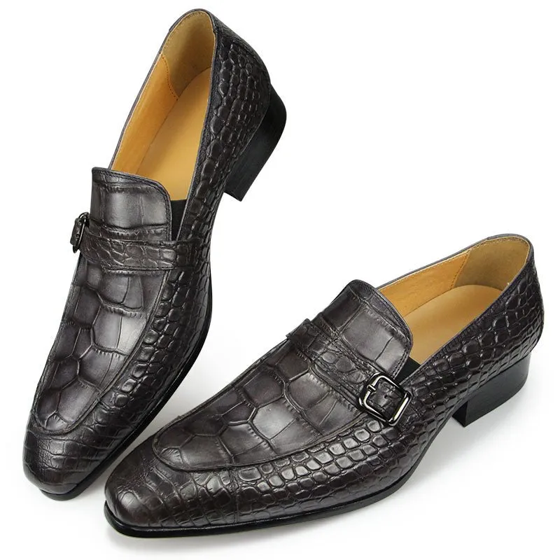 LuxeCroco Slip-on Leather Dress Shoes