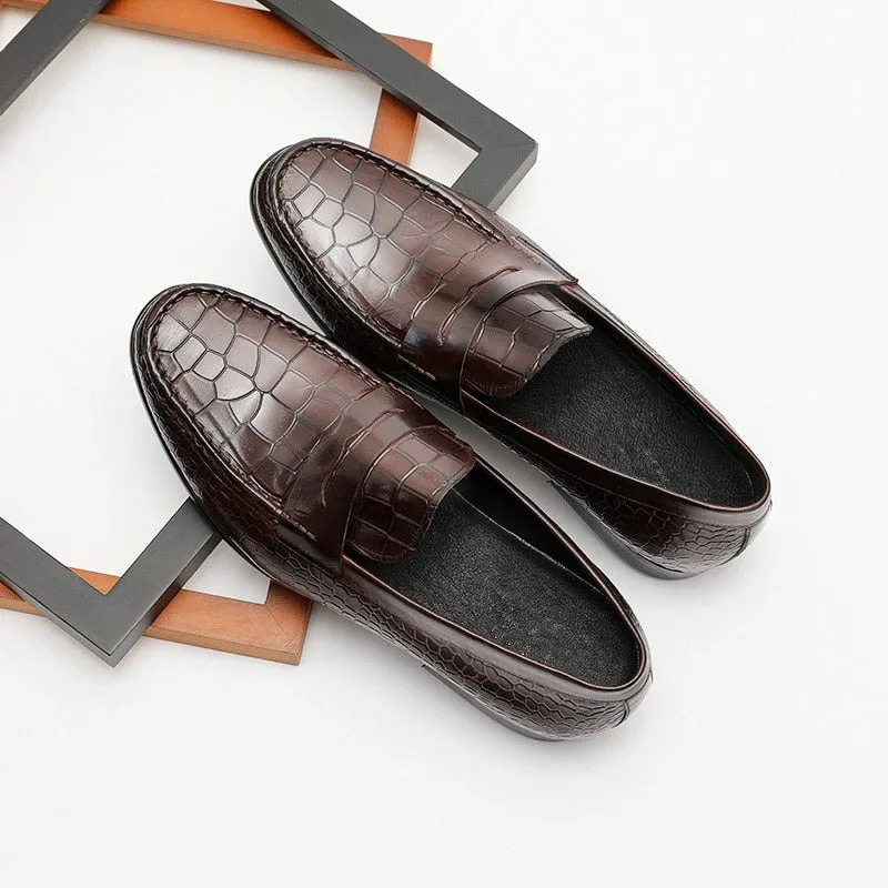 Luxury CrocTex Slip On Brogues Loafers