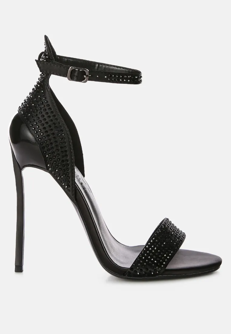 MAGNATE Black Rhinestone Embellished Stiletto Sandals