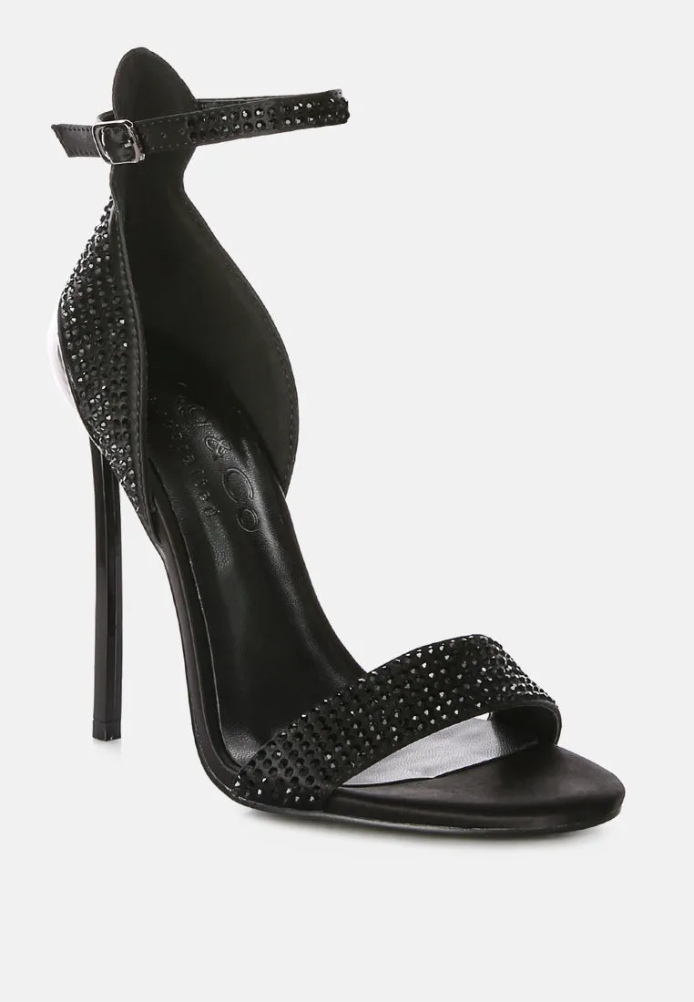 MAGNATE Black Rhinestone Embellished Stiletto Sandals