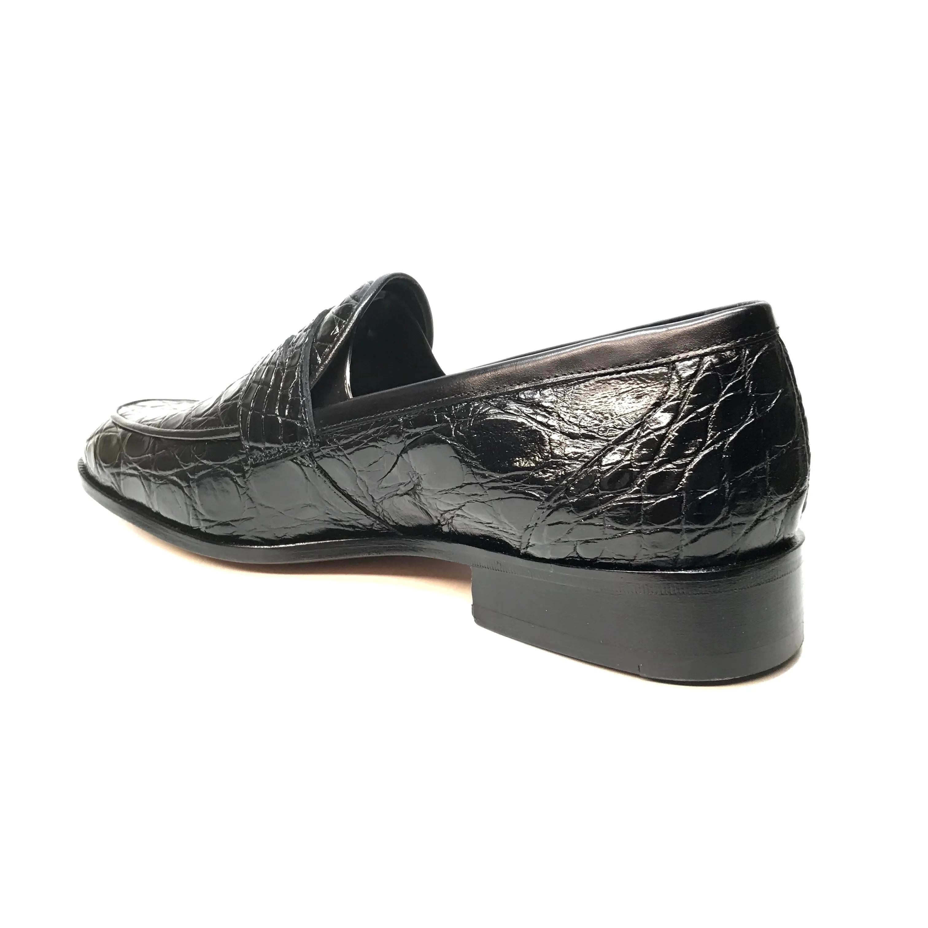 Mauri 4862 Black Alligator Belly Penny Loafers