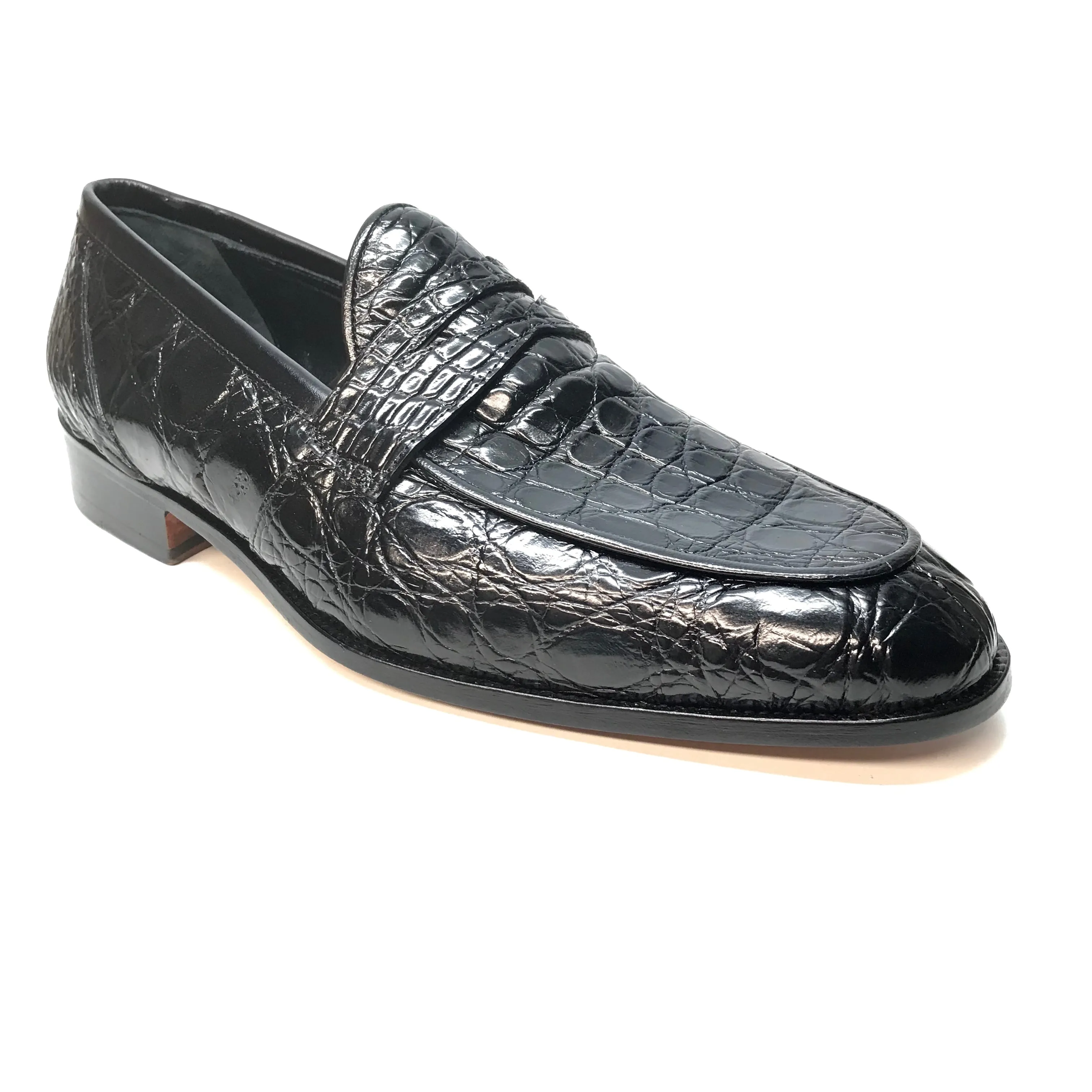 Mauri 4862 Black Alligator Belly Penny Loafers