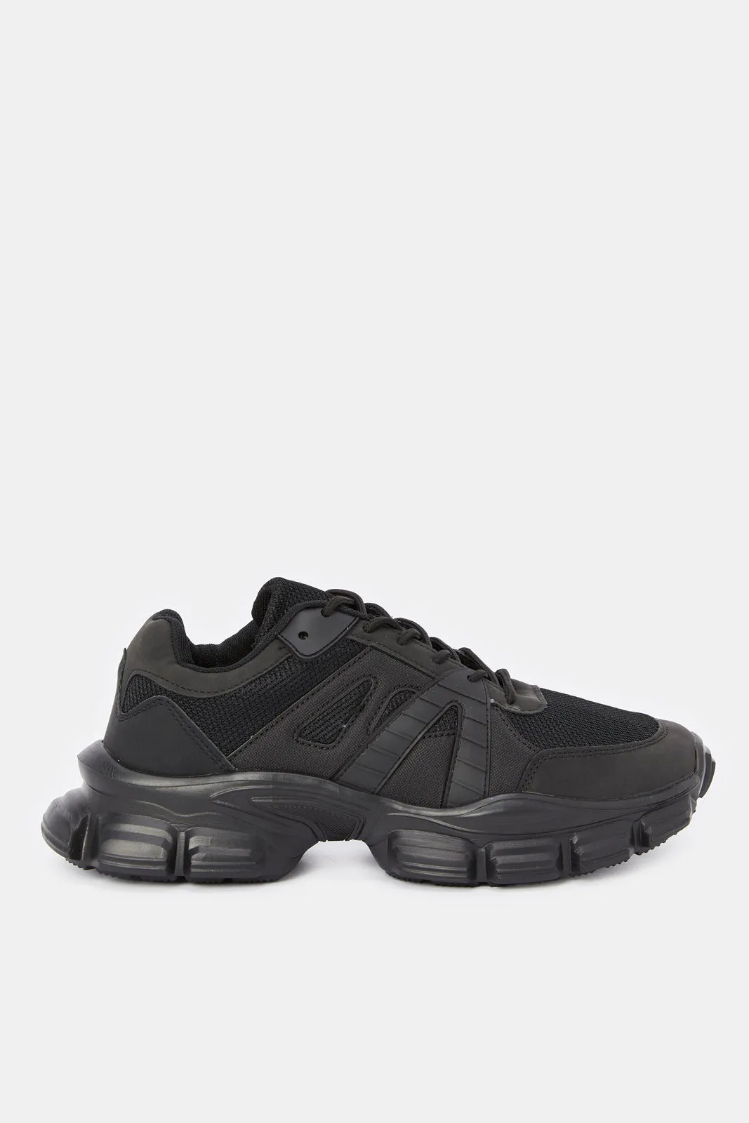 Men Black Over Layered Chunky Sneaker