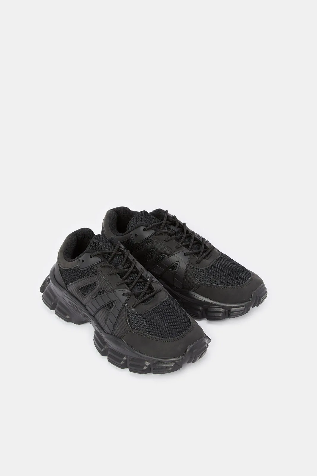 Men Black Over Layered Chunky Sneaker