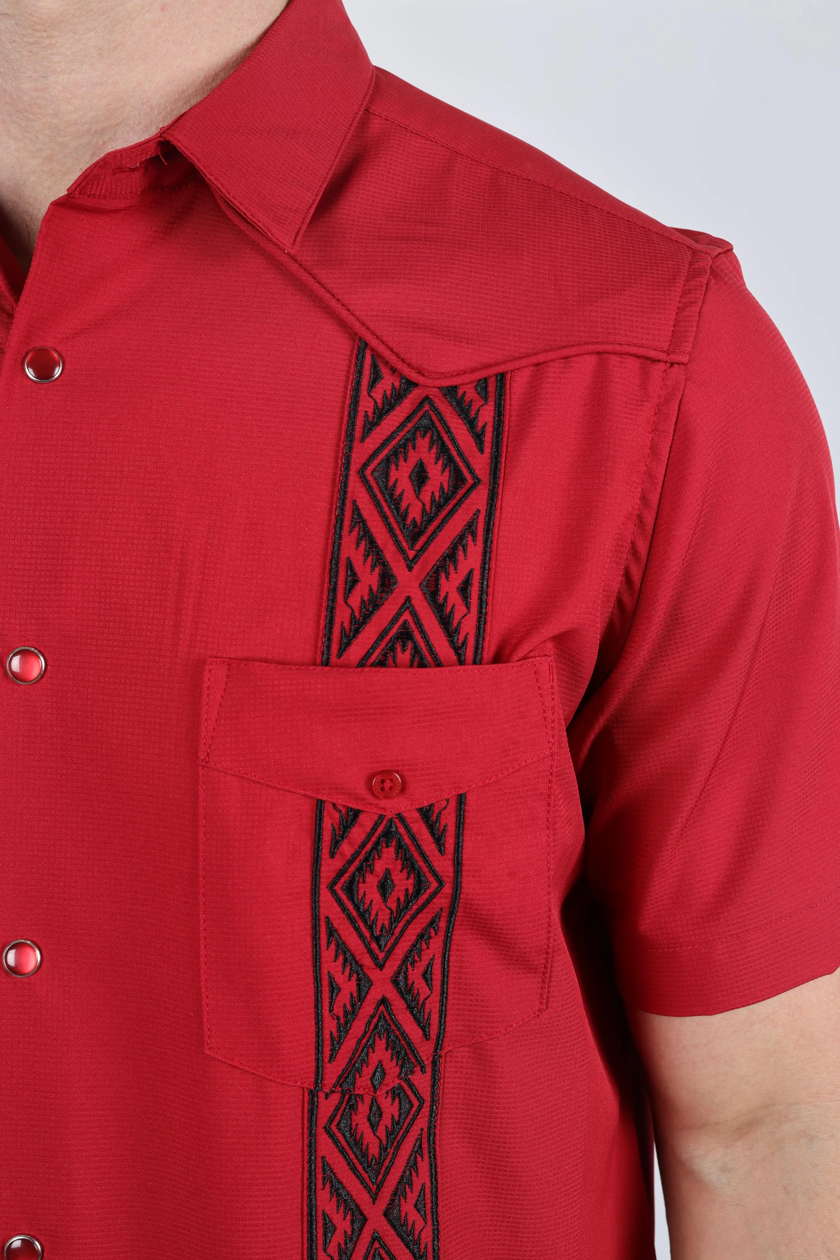 Men's Modern Red GUAYABERA Shirt