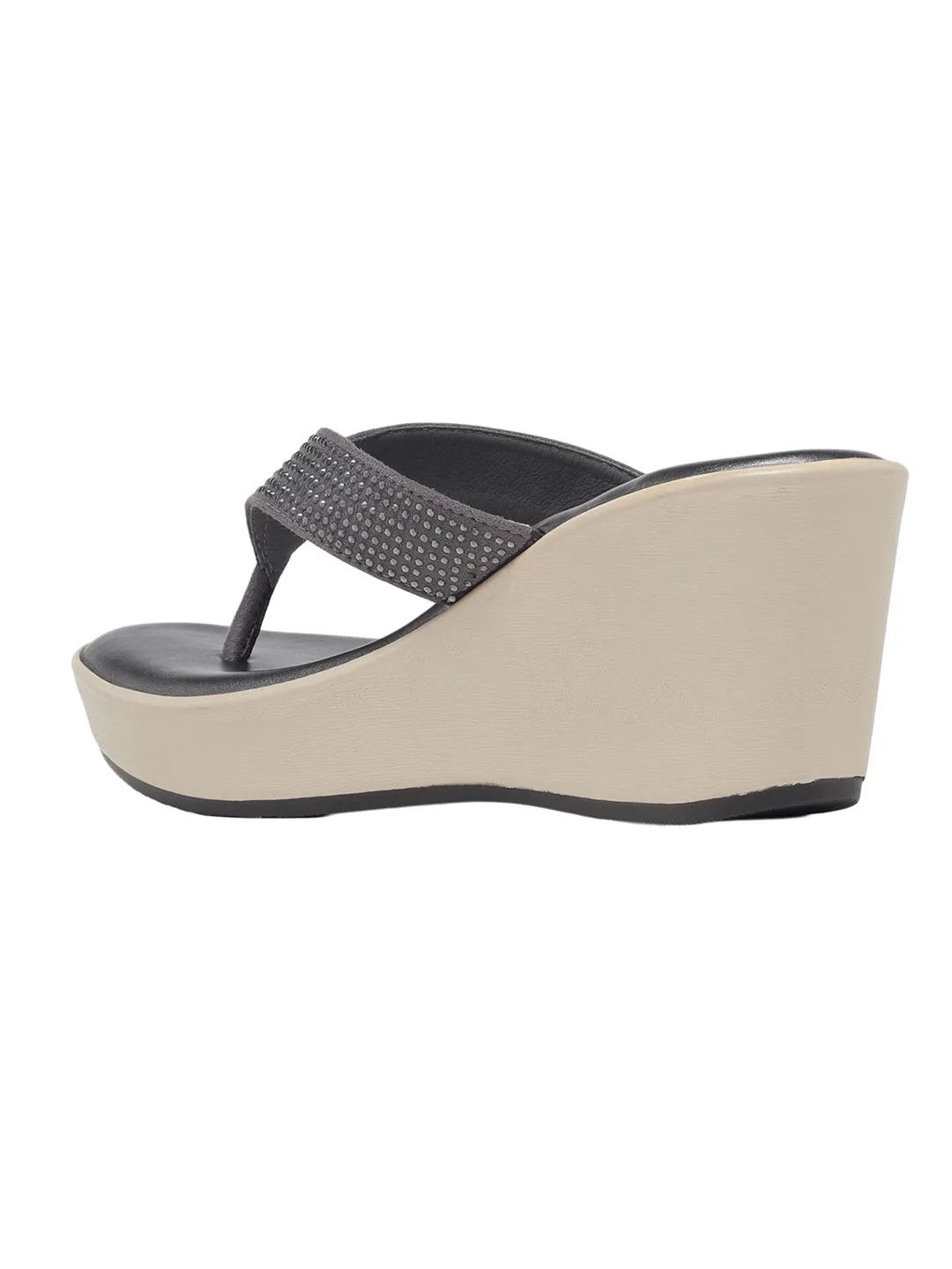 Meqila Grey Wedge Heels