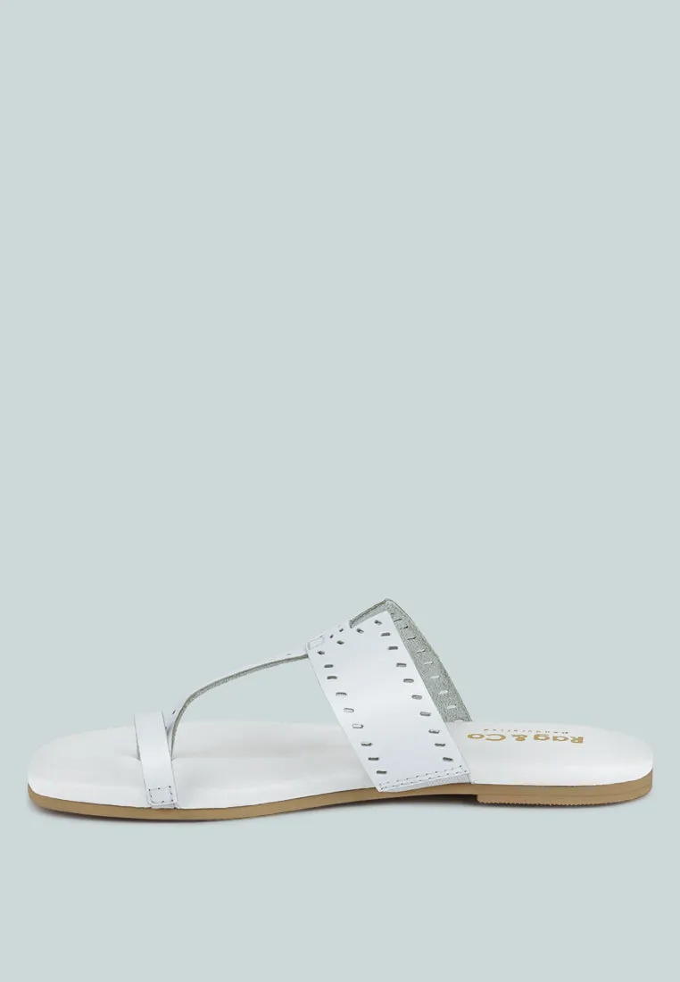 MILA White Toe Ring Thong Slip Ons