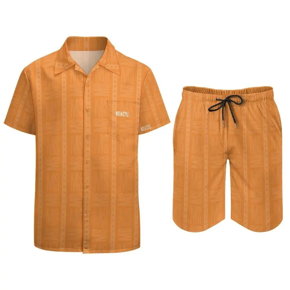 Misha Luxury Men Leisure Beach Suit - Orange