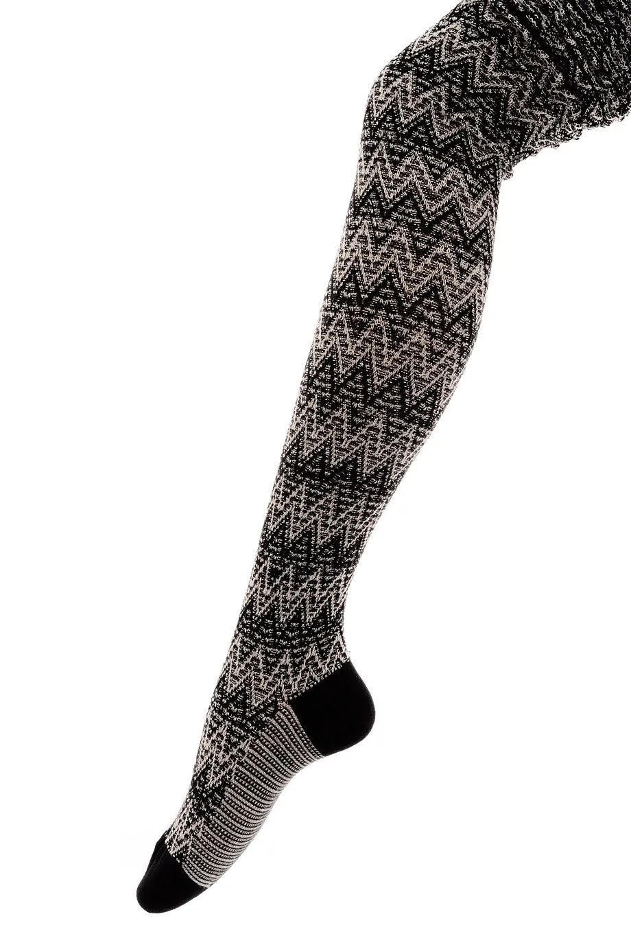 MISSONI WOOL BLEND Black White Striped Tights