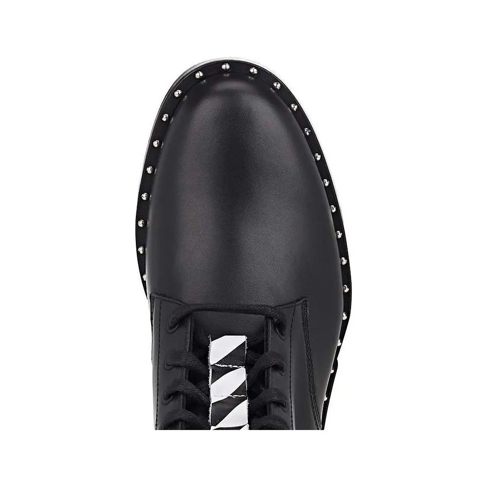 Off-White Studded Calfskin Lace-Up Ankle Boots