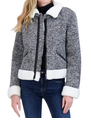 Ookie & Lala Sweater Bonded to Sherpa - CF Zip Moto with Detach Hood