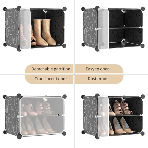 Oumffy Portable Plastic Shoe Rack Organizer with Door, 36 Pairs Shoe Storage Cabinet Easy Assembly, Adjustable Shoe Storage Organizer Stackable Detachable Shoe Rack DIY (12-Shelf-White)