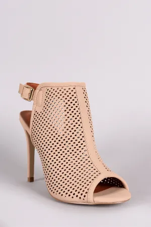 Perforated Nubuck Peep Toe Stiletto Heel