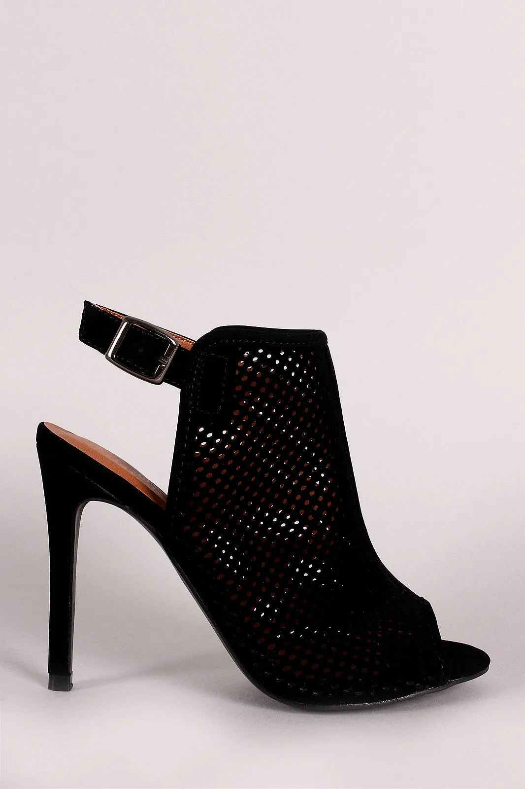 Perforated Nubuck Peep Toe Stiletto Heel