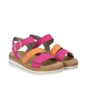 Remonte D0Q55-31 Morelia Magenta And Orange Flatform Wedge Sandals