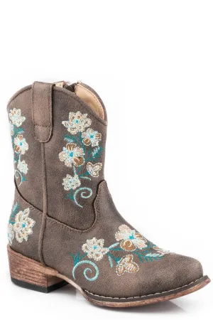 Roper Toddler Girls Brown Faux Leather Juliet Floral Cowboy Boots