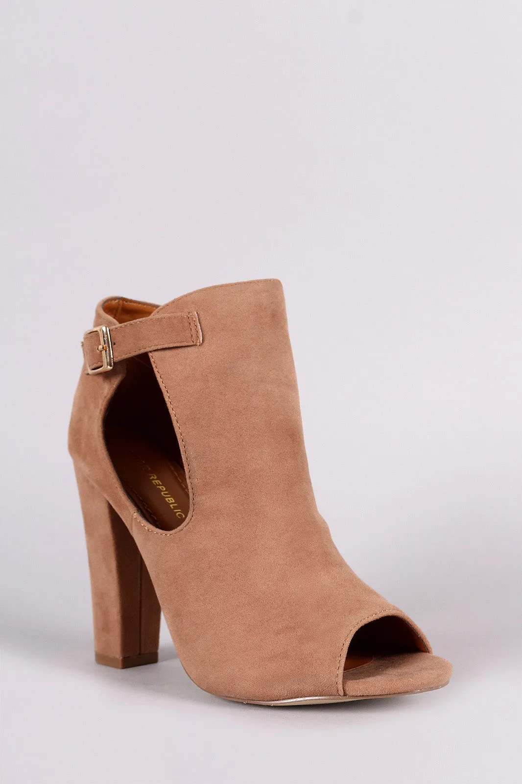 Shoe Republic LA Side Cutout Buckle Booties