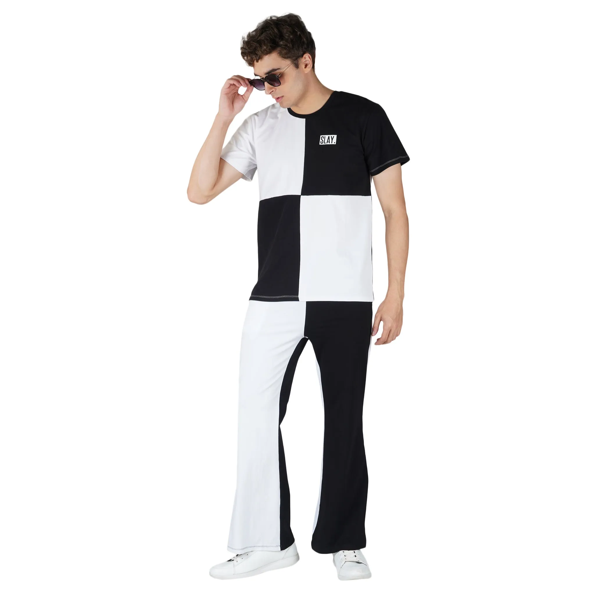 SLAY. Men's Black & White T-shirt & Pants Co-ord Set