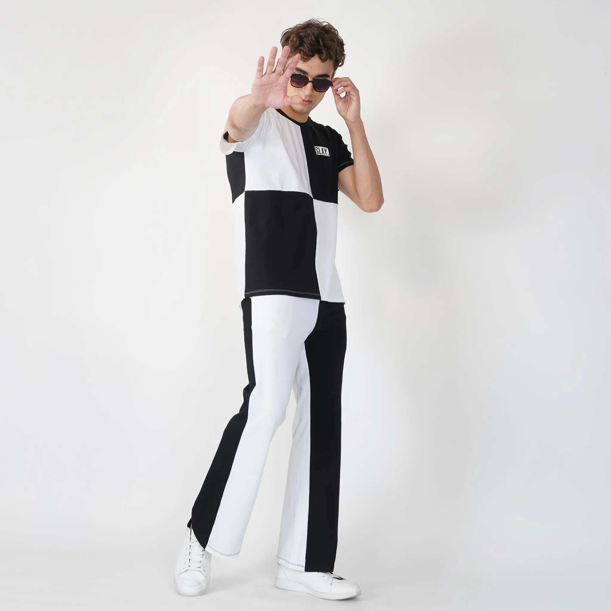 SLAY. Men's Black & White T-shirt & Pants Co-ord Set