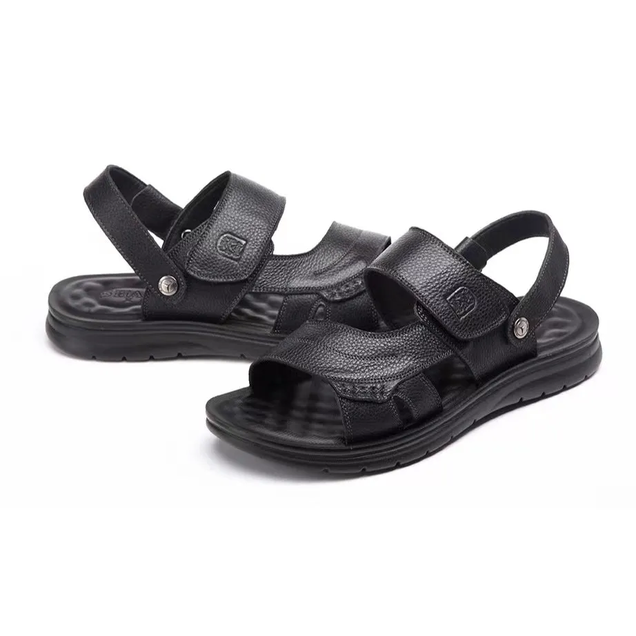 Summer Comfortable Beach Leather Velcro Sandals