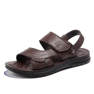 Summer Comfortable Beach Leather Velcro Sandals