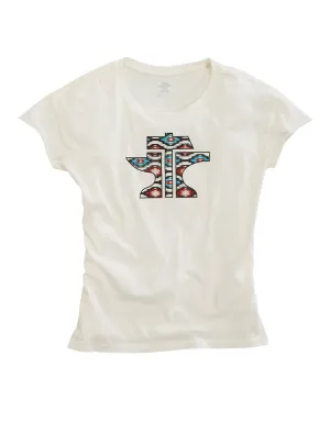 Tin Haul Womens Logo Aztec White 100% Cotton S/S T-Shirt