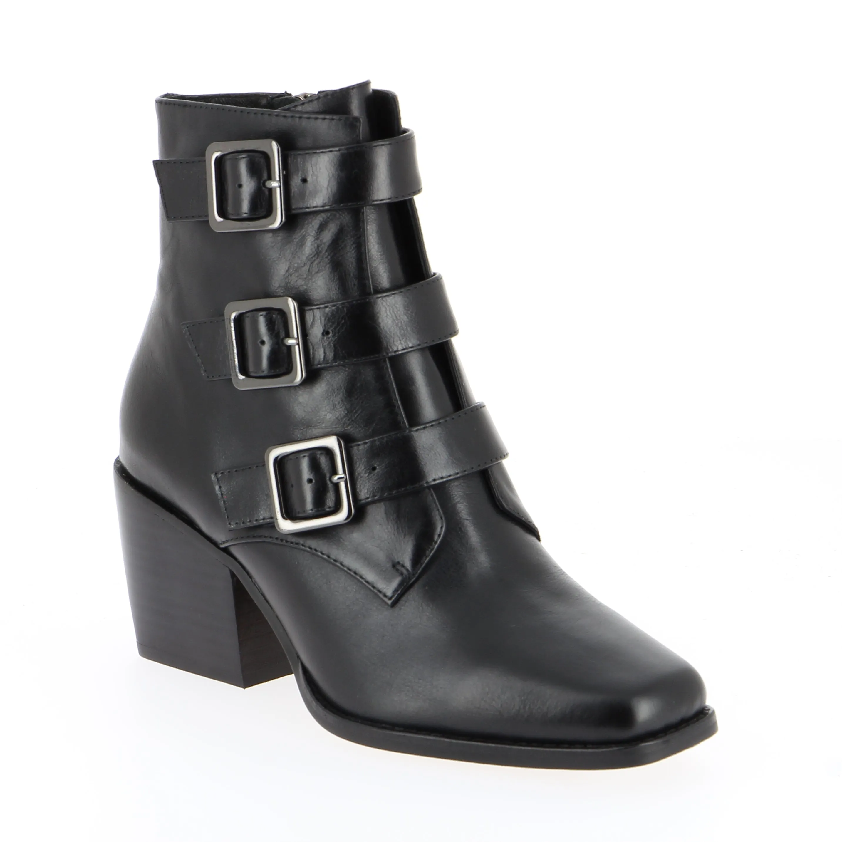 Top End Rosiey Black Buckle Ankle Boot