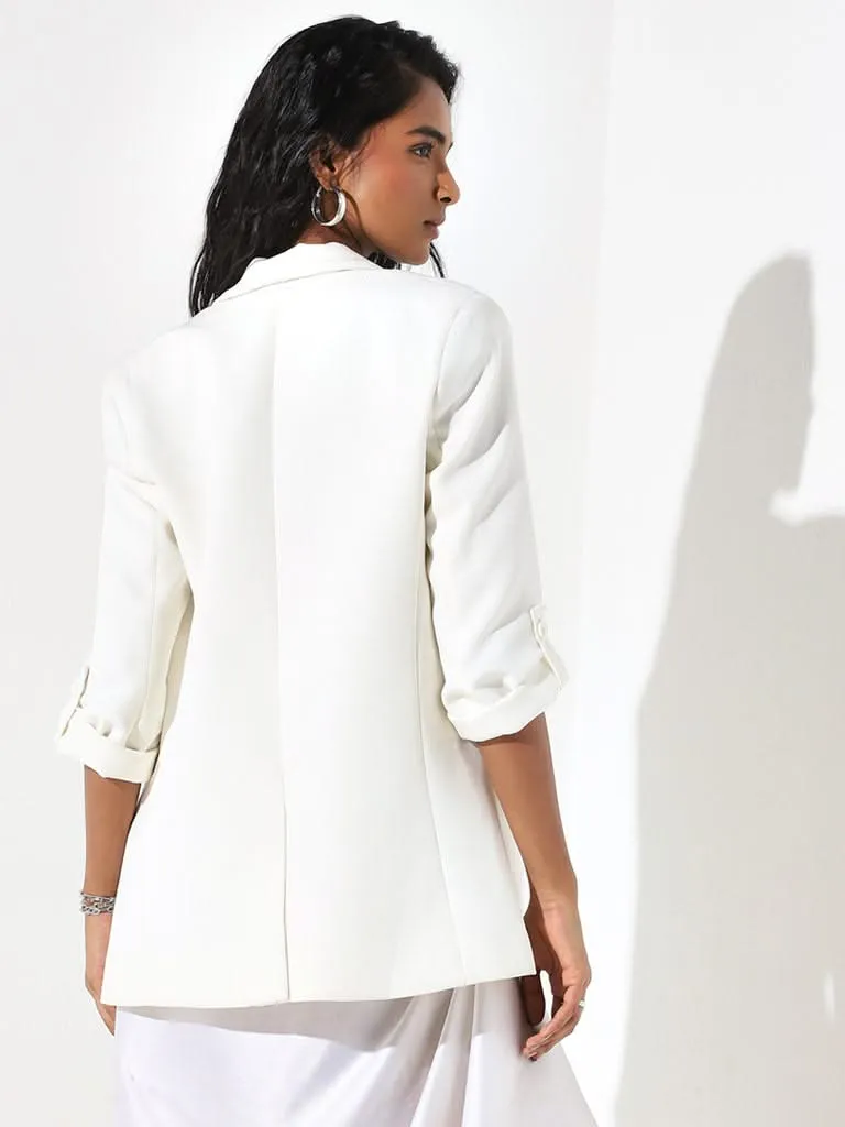 Wardrobe Solid White Blazer