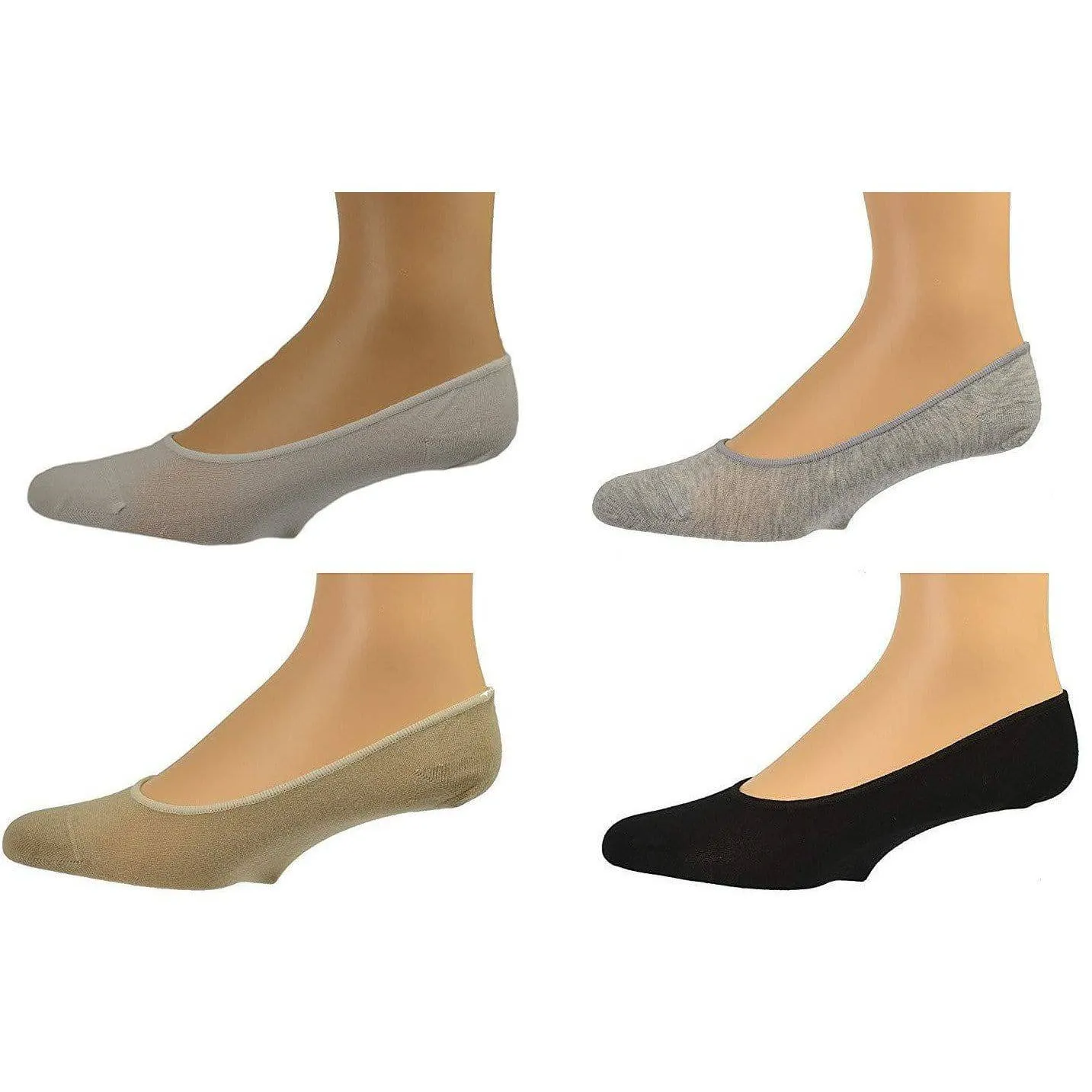 Women's Premium Bamboo No Show Low-Cut Seamless Toe liners Socks-4 Pairs Pack