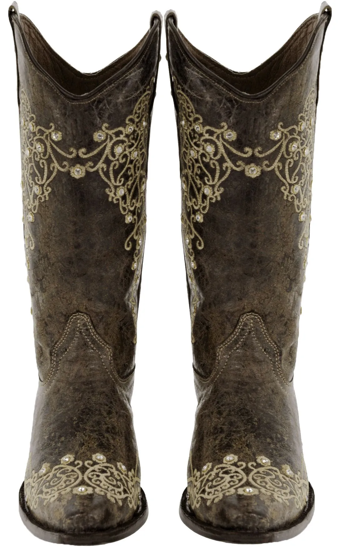 Womens Stella Brown Leather Western Boots - Snip Toe